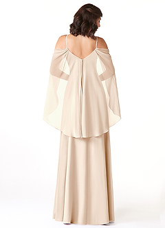 Azazie Cienna Bridesmaid Dresses White Alabaster A-Line Long Sleeve Chiffon Dress image2