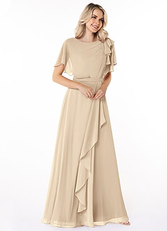 Azazie Aaliyah Modest Bridesmaid Dresses A-Line Scoop Pleated Chiffon Floor-Length Dress image3