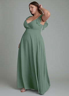 Azazie Leilani Brautjungfernkleider A-Linie Plissee Chiffon Kleid Eukalyptus image10