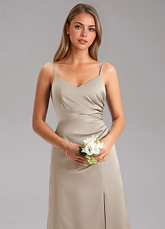 Azazie Azuree Brautjungfernkleider A-Linie Plissee Stretch-Satin Kleid Frost image8
