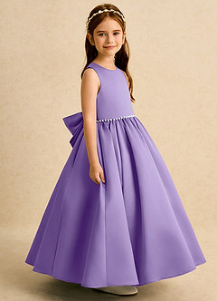 Azazie Daisies Flower Girl Dresses Tahiti Ball-Gown Bow Matte Satin Dress image3