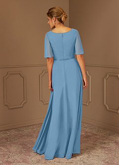 Azazie Tricia Mother of the Bride Dresses Steel Blue A-Line V-Neck Pleated Chiffon Dress image5
