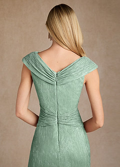 Azazie Warren Mother of the Bride Dresses Aquamarine A-Line Pleated Metallic Mesh Dress image8