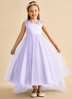 Azazie Lorita vestidos de niña de las flores Vestido de Lila de Tul de Corte En A con Perla image2