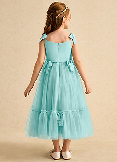 Azazie Jaci Robe Demoiselle D'honneur Fillette Robe Trapèze en Mousseline de soie Bretelle Spaghetti Aqua image5