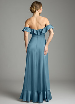 Azazie Lyra Bridesmaid Dresses Bermuda A-Line Off the Shoulder Stretch Satin Convertible Dress image10