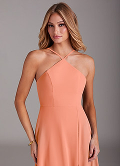 Azazie Bailey Final Sale Sunset A-Line Halter Side Slit Chiffon Dress image7