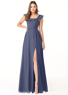 Azazie Jinny Bridesmaid Dresses Stormy A-Line Square Neckline Ruched Chiffon Dress image1