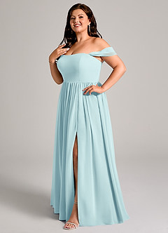 Azazie Calianna Bridesmaid Dresses Sea Glass A-Line Off the Shoulder Chiffon Convertible Dress image10