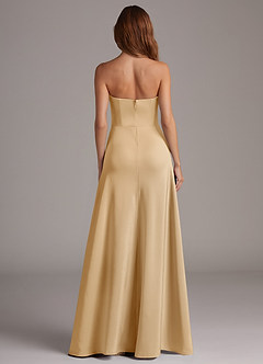 Azazie Wren Bridesmaid Dresses Gold A-Line Strapless Stretch Satin Convertible Dress image5