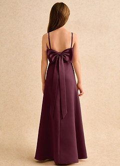 Azazie Joella Girls Formal 플라워 걸 드레스 A라인 주름진 매트 새틴 플로어 길이 드레스 image4