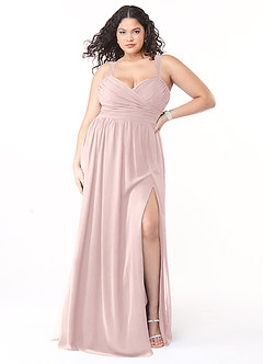 Azazie Aziza Bridesmaid Dresses Blushing Pink A-Line V-Neck Pleated Chiffon Dress image7