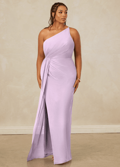 Christian Siriano Bridal for Azazie 1003 Bridesmaid Dresses Frosted Lilac Sheath One Shoulder Chiffon Dress image10