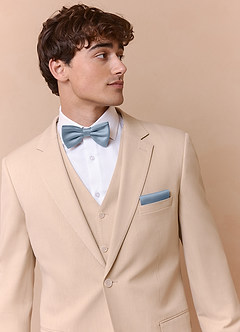 front Matte Satin Bow Tie and Pocket Square Set