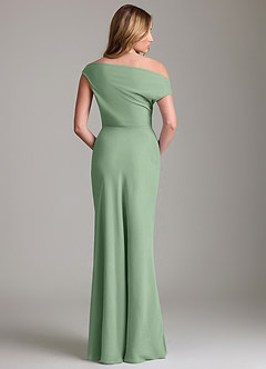 Azazie Emerson Bridesmaid Dresses Matcha Sheath Off the Shoulder Chiffon Dress image4