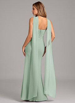 Azazie Kinsley Vestidos de damas de honor Vestido de Agave de Gasa de Corte Sirena con Plisado image2