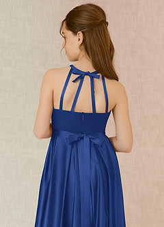 Azazie Arianthe Junior Royal Blue A-Line with Pockets Stretch Satin Dress image7