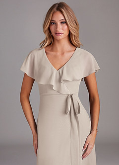 Azazie Lainey Robes de demoiselle d'honneur Robe Trapèze en Mousseline de soie avec poches Givre image6