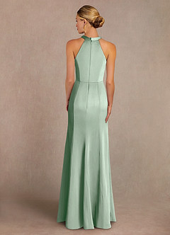 Azazie Tyra Mother of the Bride Dresses Agave Mermaid Lace Stretch Satin Dress image3