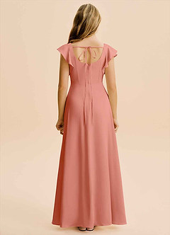 Azazie Bondi Junior A-Linie Seitliche Cut-Outs Stretch-Satin Kleid Lachsrosa image2