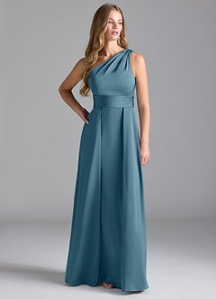 Azazie Dallas Bridesmaid Dresses Bermuda A-Line One Shoulder Stretch Satin Dress image3