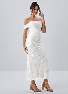 Berenice Weiß Stretch-Maxikleid aus 3D-Blumenspitze image5