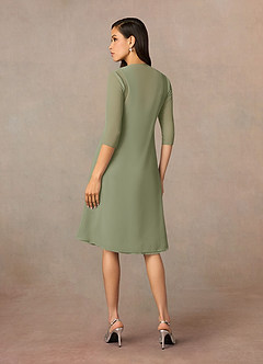 Azazie Olivia Mother of the Bride Dresses Pistachio A-Line Square Neckline Pleated Chiffon Dress image2