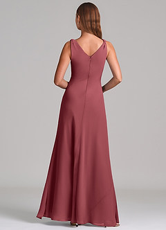 Azazie Nerine Brudtärnklänningar Klä av A-Linje i Chiffong Plisserad Merlot image5