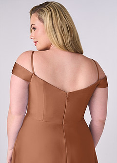 Barbie ♥ Azazie Brautjungfernkleider Wandelbar A-Linie Schulterfrei Stretch-Satin Kleid Bronzer image10