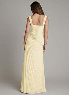 Azazie Amberly Bridesmaid Dresses Lemon Sorbet Sheath Sweetheart Neckline Chiffon Dress image2