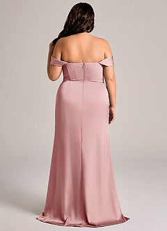 Azazie Johana Bridesmaid Dresses Dusty Rose Mermaid Off the Shoulder Stretch Satin Convertible Dress image9