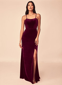Azazie Nereda Robes de demoiselle d'honneur Robe Trapèze Convertible en velours Sans bretelle Cabernet image6