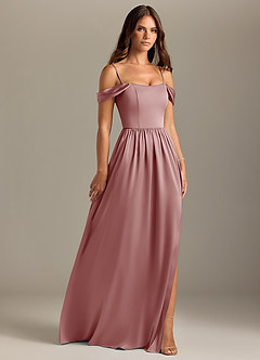 Azazie Calianna Bridesmaid Dresses Dusty Rose A-Line Off the Shoulder Stretch Satin Convertible Dress image7