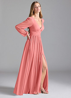 Azazie Norah Robes de demoiselle d'honneur Robe Trapèze en Maille Corail image5