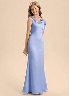 Azazie Cressida Junior Jurk van Stretch Satijn met Zeemeermin Off the Shoulder Ijs image1