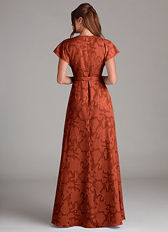 Azazie Ling Bridesmaid Dresses Auburn A-Line Pleated Floral Burnout Dress image6