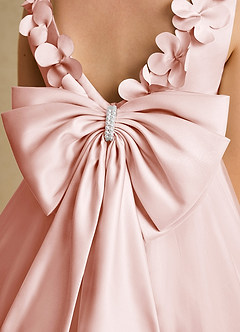 Azazie Lilli Robe Demoiselle D'honneur Fillette Robe Trapèze en Tulle Arc Rose Blush Rose Blush image6