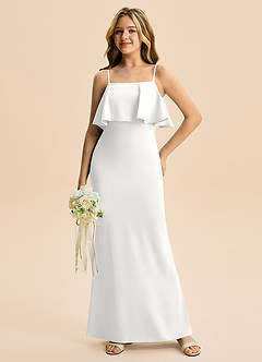 Azazie Galene Junior White Mermaid Stretch Satin Dress image3