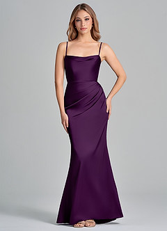 Azazie Olea 신부 들러리 드레스 인어 스트랩리스 스트레치 새틴 바닥 길이 드레스 image6