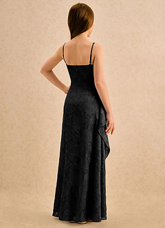 Azazie Cannoli Girls Formal Flower Girl Dresses Black A-Line Pleated Floral Burnout Dress image2