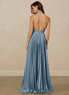Christian Siriano Bridal for Azazie 1007 Bridesmaid Dresses Dusty Blue A-Line Pleated Stretch Satin Dress image6