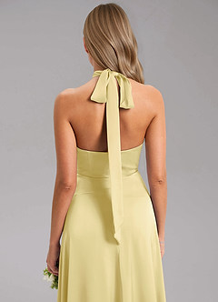 Azazie Tracie Bridesmaid Dresses Lemon Sorbet A-Line Side Slit Stretch Satin Dress image7