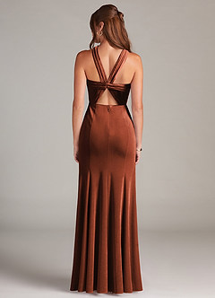 Azazie Rue Bridesmaid Dresses Terracotta A-Line Pleated Velvet Dress image5