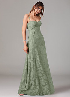 Azazie Valentine Bridesmaid Dresses Agave A-Line Sweetheart Neckline Floral Burnout Dress image4