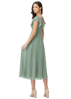 Azazie Bondi Bridesmaid Dresses Silver Sage A-Line Ruched Chiffon Dress image2