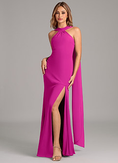 Azazie Kinsley Bridesmaid Dresses Fuchsia Mermaid Pleated Chiffon Dress image4