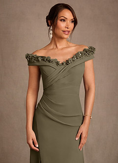Azazie Jettie Abiti per la Madre della Sposa Abito Tubino in Chiffon Plissettato Willow Green image5