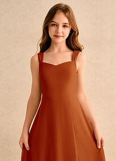 Azazie Makani Junior Formal vestidos de niña de las flores Vestido de Pimenton de Gasa de Corte En A con Escote de Corazón image6