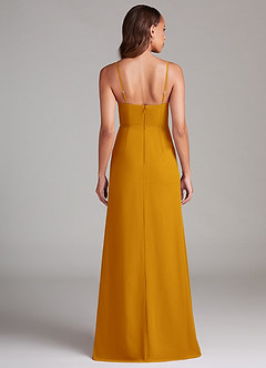 Azazie Maci Bridesmaid Dresses Butterscotch Sheath Pleated Chiffon Dress image7