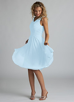 Azazie Grace Bridesmaid Dresses Sky Blue A-Line Pleated Chiffon Dress image3